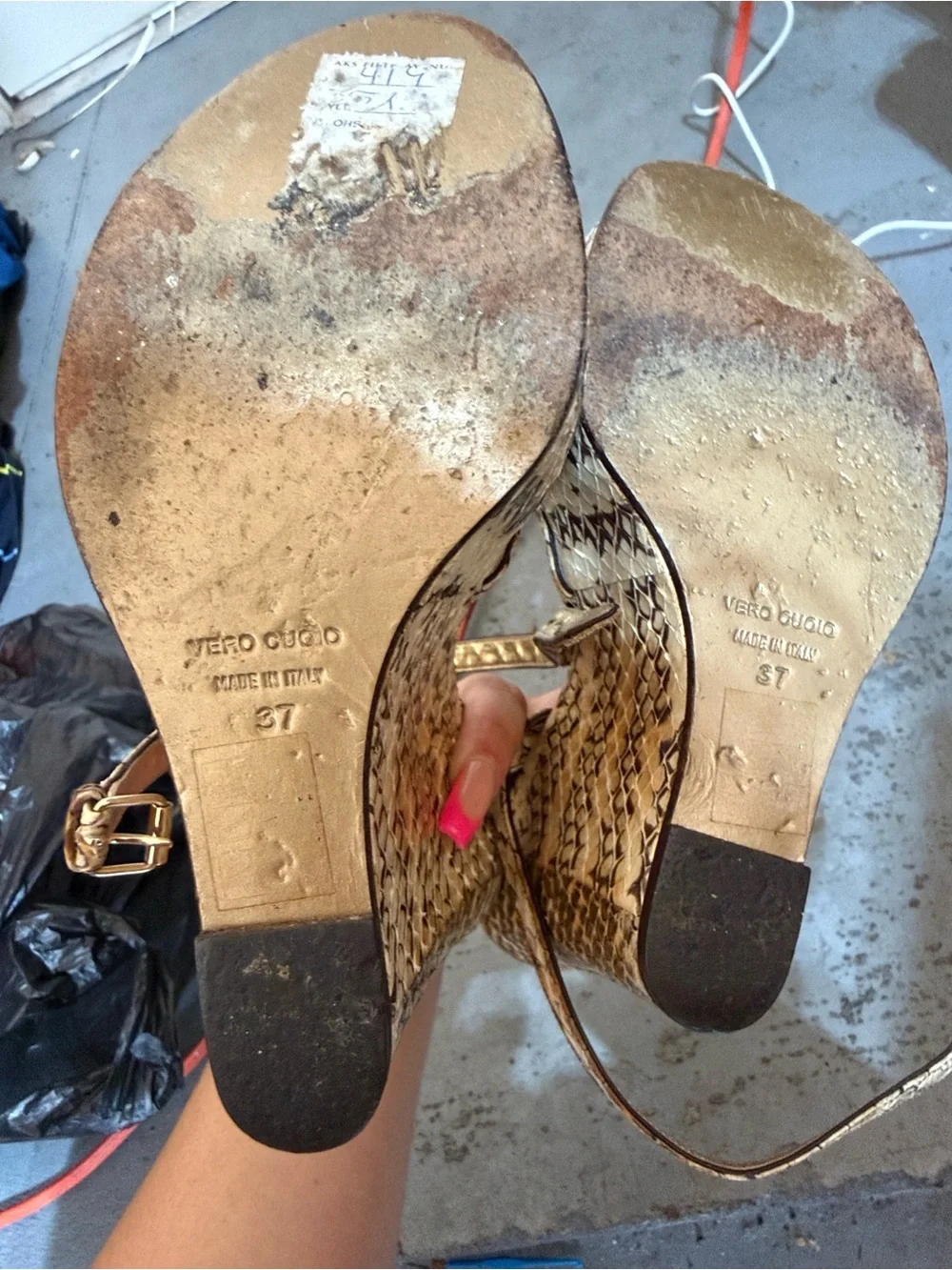Dolce & Gabbana Beige Snakeskin Platform Sandals